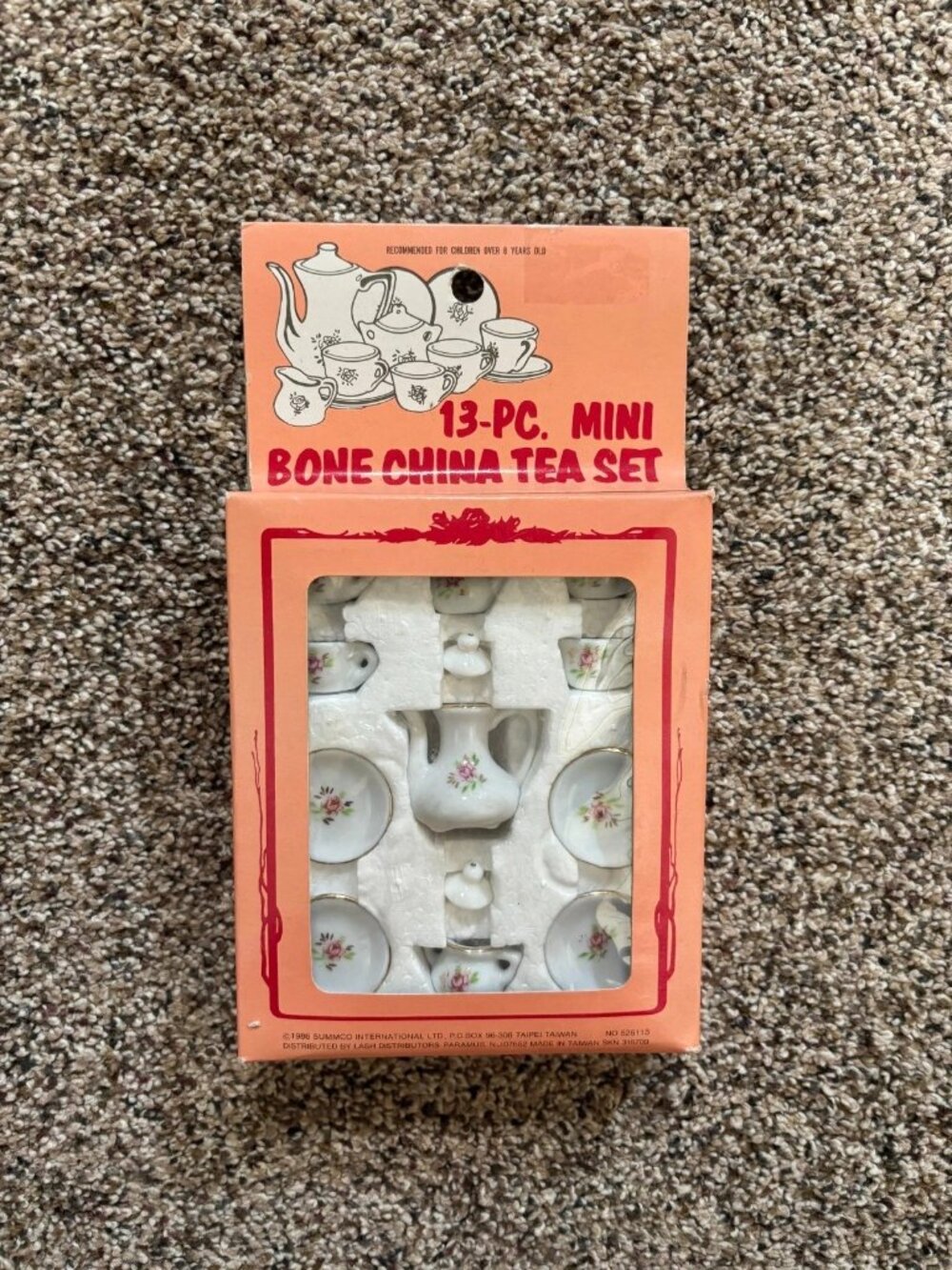 Vintage 13-piece Mini Bone China Tea Set - original packaging